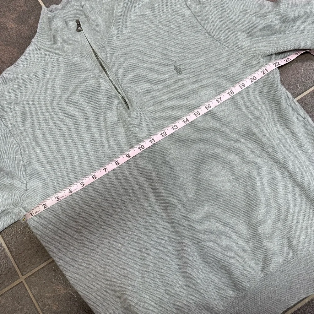 Polo Ralph Lauren Mens Mesh Knit Cotton Quarter 1/4 Zip Sweater Gray Grey XL